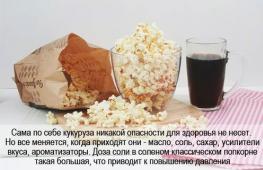 Calorie content, benefits and harms of popcorn for the human body