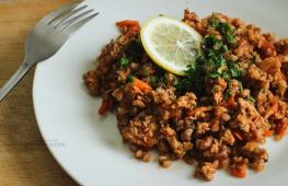 Buckwheat with minced pork Buckwheat with minced calorie content per 100 grams